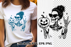 Messy bun skeleton SVG design | Skull mom life SVG Product Image 1