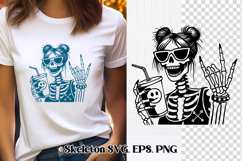 Messy bun skeleton SVG design | Skull mom life SVG Product Image 1