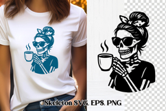 Messy bun skeleton SVG design | Skull mom life SVG Product Image 1