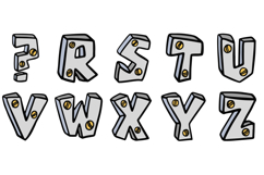 Metal Steel Lettering Font ABC SVG PNG Cartoon Type Product Image 4