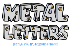 Metal Steel Lettering Font ABC SVG PNG Cartoon Type by Squeeb Creative