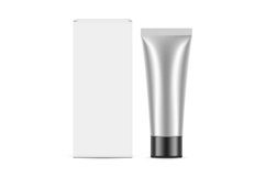 Glossy Metallic Cosmetic Tube Mockup With Paper Box Product Image 1