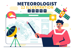 12 Meteorologist Analyzing Illustration Product Image 1