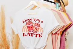 Love you a latte. Retro Valentine's day quote SVG, PNG. Product Image 3