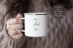 Enamel Mug Mockup -woman holding mug Product Image 1