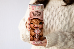 Girly Highland Cow Tumbler Wrap PNG 20oz Product Image 2