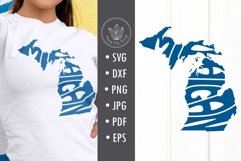 Michigan svg cut file, Lettering in map shape