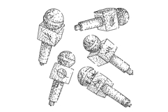 Hand drawing news reporter microphones for broadcast journal Product Image 1
