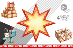 Mid-Century Christmas Mail Clipart Product Image 1