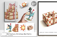 Mid-Century Christmas Mail Digital Paper Product Image 1