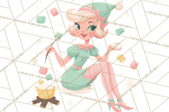 Mid Century Christmas Elf PNG, Retro Holiday Clipart Product Image 4