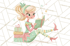 Mid Century Christmas Elf PNG, Retro Holiday Clipart Product Image 4