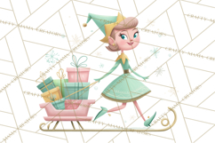 Mid Century Christmas Elf PNG, Retro Holiday Clipart Product Image 5