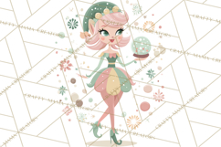Mid Century Christmas Elf PNG, Retro Holiday Clipart Product Image 5