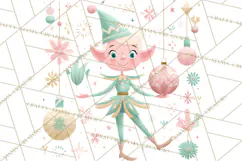 Mid Century Christmas Elf PNG, Retro Holiday Clipart Product Image 2