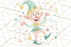Mid Century Christmas Elf PNG, Retro Holiday Clipart Product Image 4