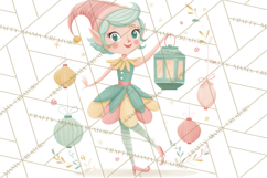 Mid Century Christmas Elf PNG, Retro Holiday Clipart Product Image 5