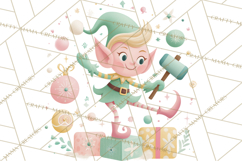 Mid Century Christmas Elf PNG, Retro Holiday Clipart Product Image 2