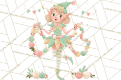 Mid Century Christmas Elf PNG, Retro Holiday Clipart Product Image 4