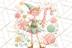 Mid Century Christmas Elf PNG, Retro Holiday Clipart Product Image 2