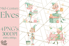 Mid Century Christmas Elf PNG, Retro Holiday Clipart Product Image 1