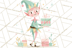 Mid Century Christmas Elf PNG, Retro Holiday Clipart Product Image 2