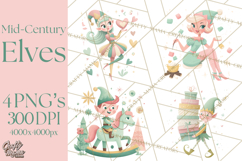 Mid Century Christmas Elf PNG, Retro Holiday Clipart Product Image 1