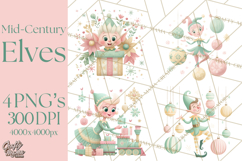 Mid Century Christmas Elf PNG, Retro Holiday Clipart Product Image 1