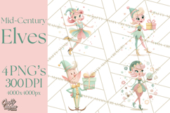 Mid Century Christmas Elf PNG, Retro Holiday Clipart Product Image 1