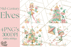 Mid Century Christmas Elf PNG, Retro Holiday Clipart Product Image 1