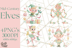 Mid Century Christmas Elf PNG, Retro Holiday Clipart Product Image 1