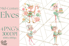 Mid Century Christmas Elf PNG, Retro Holiday Clipart Product Image 1