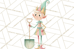 Mid Century Christmas Elf PNG, Retro Holiday Clipart Product Image 3