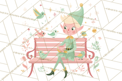 Mid Century Christmas Elf PNG, Retro Holiday Clipart Product Image 5