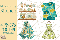 Mid Century Modern Kitchen Clipart, Retro Modern Kitchen Png Product Image 1