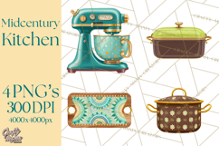 Mid Century Modern Kitchen Clipart, Retro Modern Kitchen Png Product Image 1