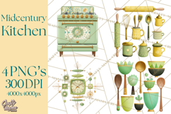 Mid Century Modern Kitchen Clipart, Retro Modern Kitchen Png Product Image 1