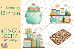 Mid Century Modern Kitchen Clipart, Retro Modern Kitchen Png Product Image 1