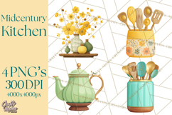 Mid Century Modern Kitchen Clipart, Retro Modern Kitchen Png Product Image 1