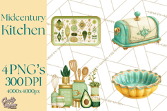 Mid Century Modern Kitchen Clipart, Retro Modern Kitchen Png Product Image 1