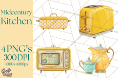 Mid Century Modern Kitchen Clipart, Retro Modern Kitchen Png Product Image 1