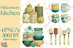 Mid Century Modern Kitchen Clipart, Retro Modern Kitchen Png Product Image 1