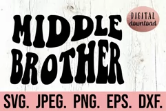 Middle Brother SVG - New Baby Sibling Brother - Wavy Retro Product Image 1