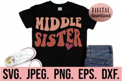 Middle Sister SVG - Promoted Big Sister Wavy Vintage Retro Product Image 1