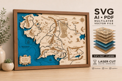 Midle Earth 3D Wooden Map Laser Cut Files Product Image 1