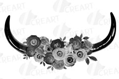 Midnight Black Rose bouquets &amp; bull skull boho tribal decor Product Image 11