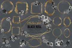 Midnight black rose bridal bouquets, floral frames clipart. Product Image 16