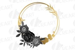 Midnight black rose bridal bouquets, floral frames clipart. Product Image 10