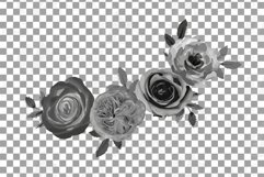 Midnight black rose bridal bouquets, floral frames clipart. Product Image 14