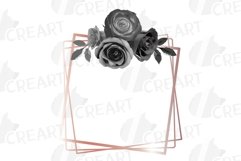 Midnight black rose bridal bouquets, rose gold floral frames Product Image 12